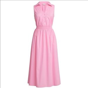 J Crew Factory Sleeveless collared midi dress CI199 pink size 4 NEW cotton